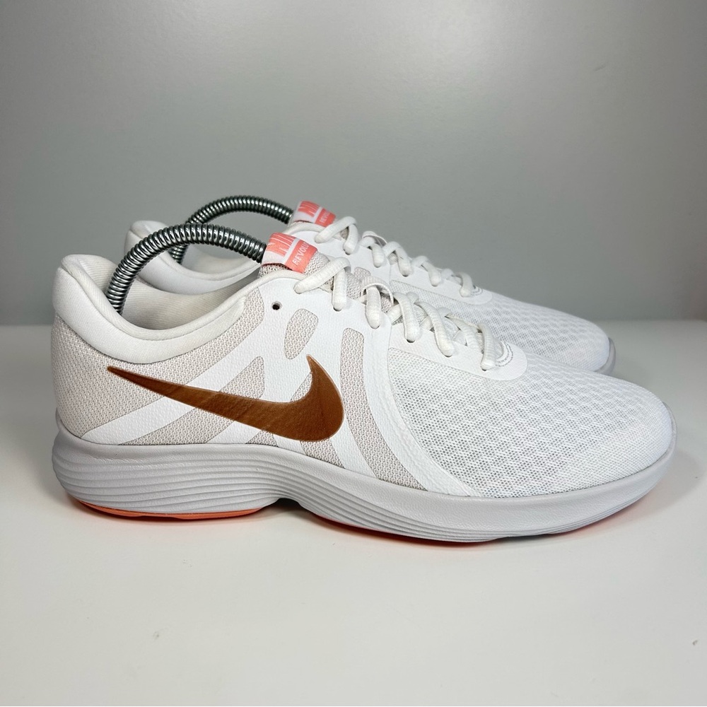 Nike Women's White and Copper Athletic Running Shoes worn once